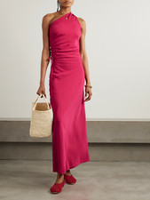 FAITHFULL Laureles one-shoulder ruched TENCEL™ Lyocell maxi dress Size S
