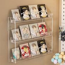 Clear Wall-Mounted Acrylic Display Rack For Trading Sports Card CD Badge Sticker