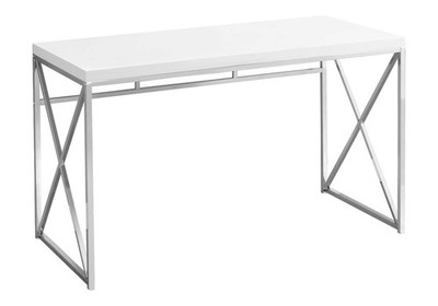 Monarch Specialties 47.25''L x 23.75''W x 29.75''H, Glossy White / Chrome Metal