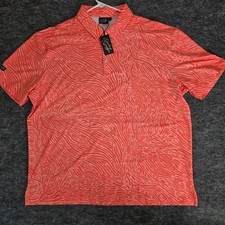 NWT Sunday Swagger Polo Mens 3XL Orange Zebra Print Performance Golf Shirt
