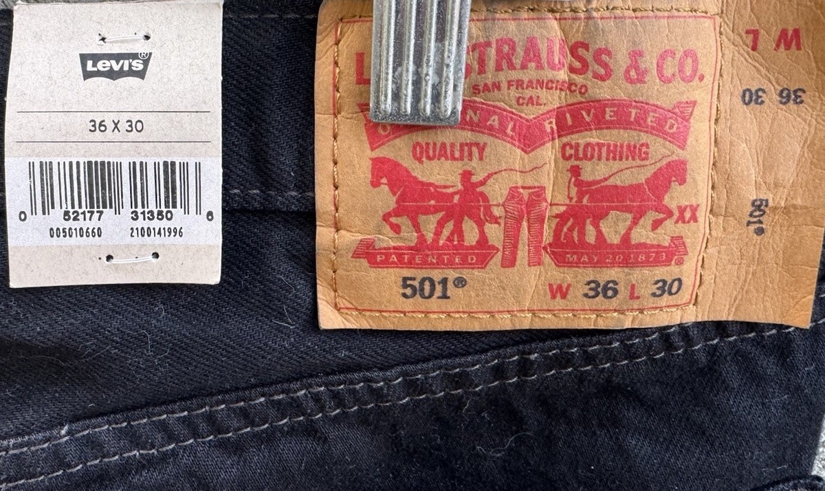 Levis 501 Jeans Black Size 36 X 30 Mens Original Button Fly #579
