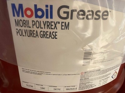 Mobil Polyrex EM Electric Motor Grease; Blue; Polyurea; 396.83 lbs / 55 Gal Drum