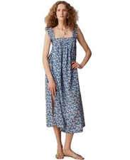 J.Crew Cotton Voile Ruffle-Trim Shift Dress in Cobalt Floral size Medium (M)