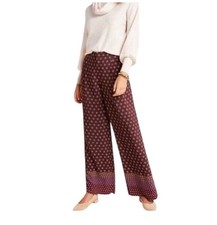 Anthropologie Womens Marsden Wide Leg Pants Size 10 Graphic Abstract Maroon Boho