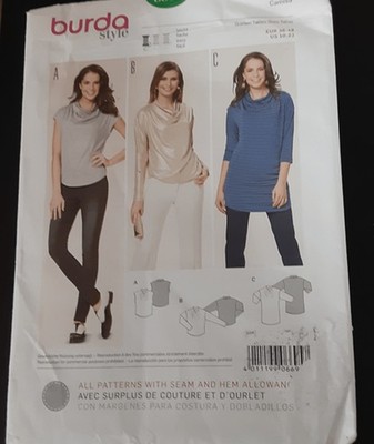 German Burda Style sewing pattern 3 tops uncut sizes 10-22