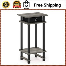 Small End Table Furniture Side Accent Bedside Wood Storage Shelf Drawer Tall Oak