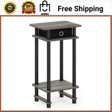 Small End Table Furniture Side Accent Bedside Wood Storage Shelf Drawer Tall Oak