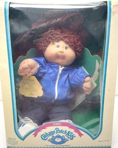 💥VINTAGE CABBAGE PATCH KIDS DOLL 3900 BOY BROWN HAIR EYES DIMPLES TOOTH IN BOX