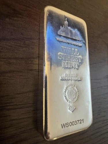 1 Kilo .999 Silver Bar Wall Street Mint Silver Bullion - 32.15 Troy Oz W010431