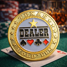 Poker Card Guard - BUTTON KRUPIERA - prawdziwe pozłacane, akcesoria pokerowe prezent