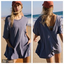 NWT Free People FP Movement Hot Shot Tee Romper One Piece W/Pockets 60 M Indigo