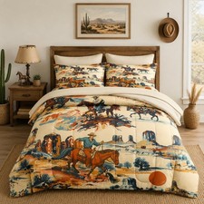 Pamnest Comforter Set Queen Size, West Horse Desert 7 Pcs Bedding for Kids an...