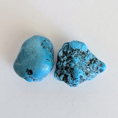 Natural Stabilized Turquoise Nuggets (2 pcs)   9g Total   Bright Blue w/ Matrix 