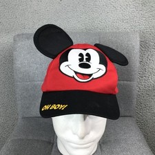 Disney Parks Mickey Mouse Hat Cap Snap Back Red Black Ears Toddler 51-53CM Youth