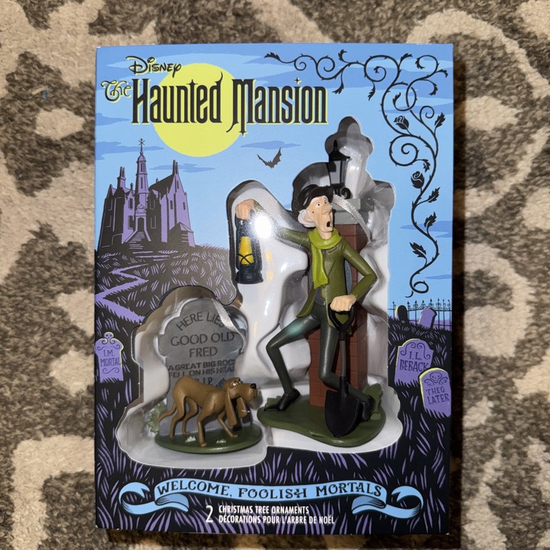 Hallmark Haunted Mansion Set of 2 Wecome Foolish Mortals Ornaments Dog Caretaker