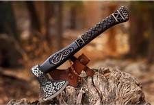 Forged Bushcraft Axe Handmade Hatchet Camping Hiking Carbon Steel with Sheath