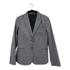 Theory Womens Grey Wool Blend Two Button Tailored Blazer Jacket Size 8