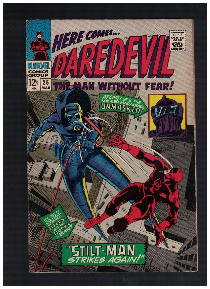 1966 Here Comes The Daredevil Man Without Fear Marvel Comic Book #26 Stilt-Man