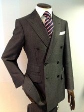 Dark Gray Men Suits Peak Lapel Double Breasted Formal Wedding Groom Prom Tuxedos