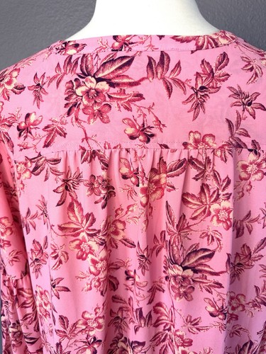 Loft Floral Ruffle Tie Neck Top Blossom Blouse Pink Floral Career and Casual - Picture 9 of 10
