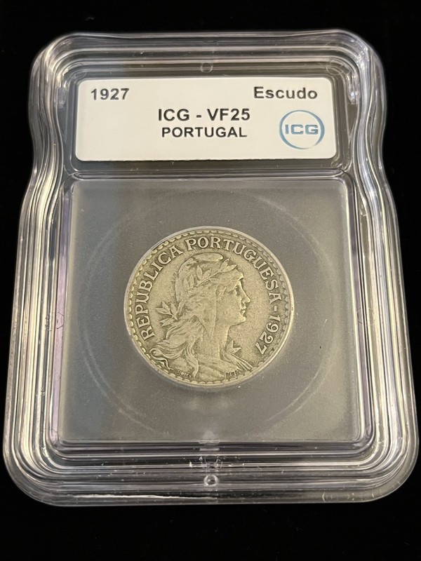 1927 1-ESCUDO PORTUGAL ICG VF 25 LIBERTY HEAD RIGHT AMAZING ORIGINAL  CONDITION