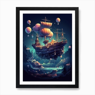 Ship In The Sky 1 Art Print Framed Wall Art Poster Canvas Print Picture