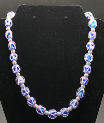 Artisan Made Art Glass Millefiori Beaded Necklace 18  Statement Piece