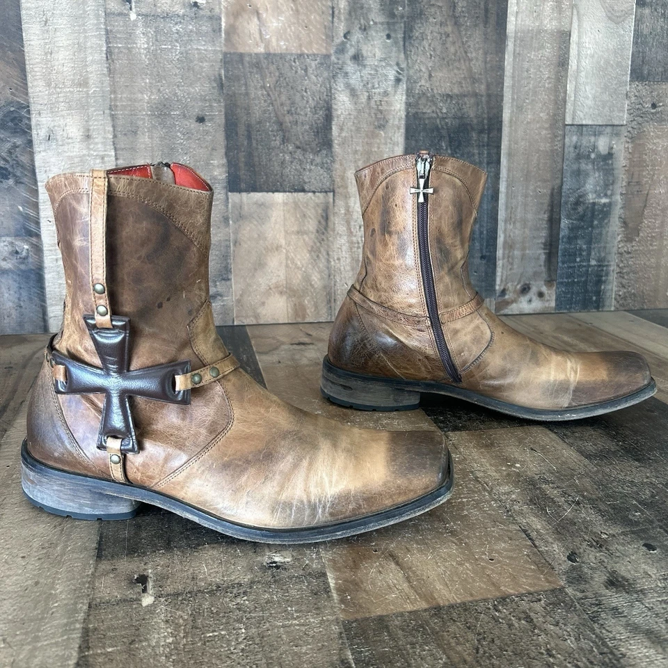 Mark Nason Italia 67179 Botas al tobillo con cremallera lateral cruzada punta cuadrada para hombre 10,5 Foto 2 de 4