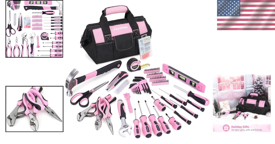 220-Piece Pink Tool Kit: Essential Tools for DIY Projects and Home Repairs - Image 2 of 4