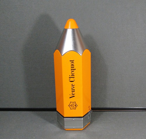 Veuve Clicquot Pencil Champagne Holder Orange Metal Tin Bottle Case France