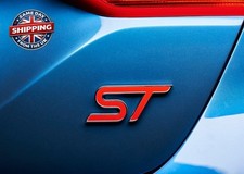 FORD ST REAR BOOT BADGE FOR FOCUS KUGA FIESTA MONDEO SOLID METAL RED / CHROME