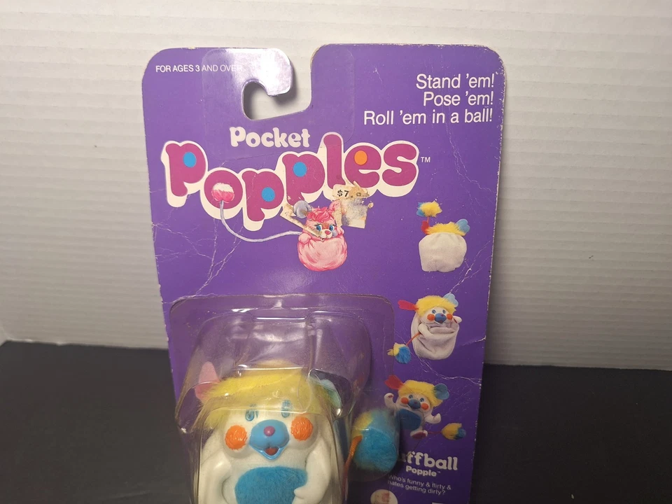 Figura de colección 1985 Pocket Popples Puffball Popple Mattel nueva en tarjeta Foto 3 de 4