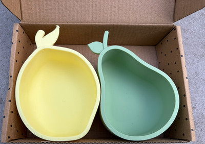 OYOY MINI Lemon & Pear Snack Bowl 2er Set Silikon Obst Gelb Grün