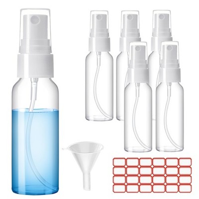 6 Pack 2oz 50ml Clear Mini Spray Bottles Refillable Fine Mist Travel Set