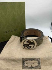 Gucci Canvas Monogram Belt Silver GG Size 36 SPB-TS 361319