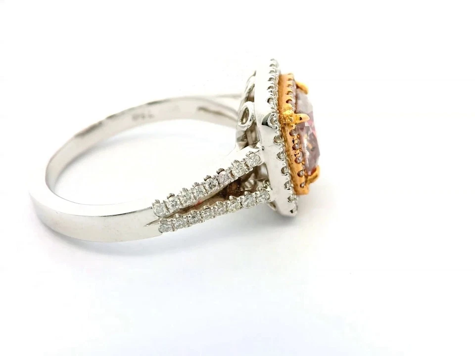 Anillo de Navidad de 1,52 quilates de oro blanco de 14 quilates de lujo natural marrón púrpura diamante talla 7 Foto 3 de 4