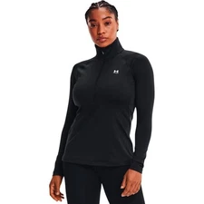 Under Armour Womens Cold Gear Fleece-Lined Half Zip Top - Black, Size Medium