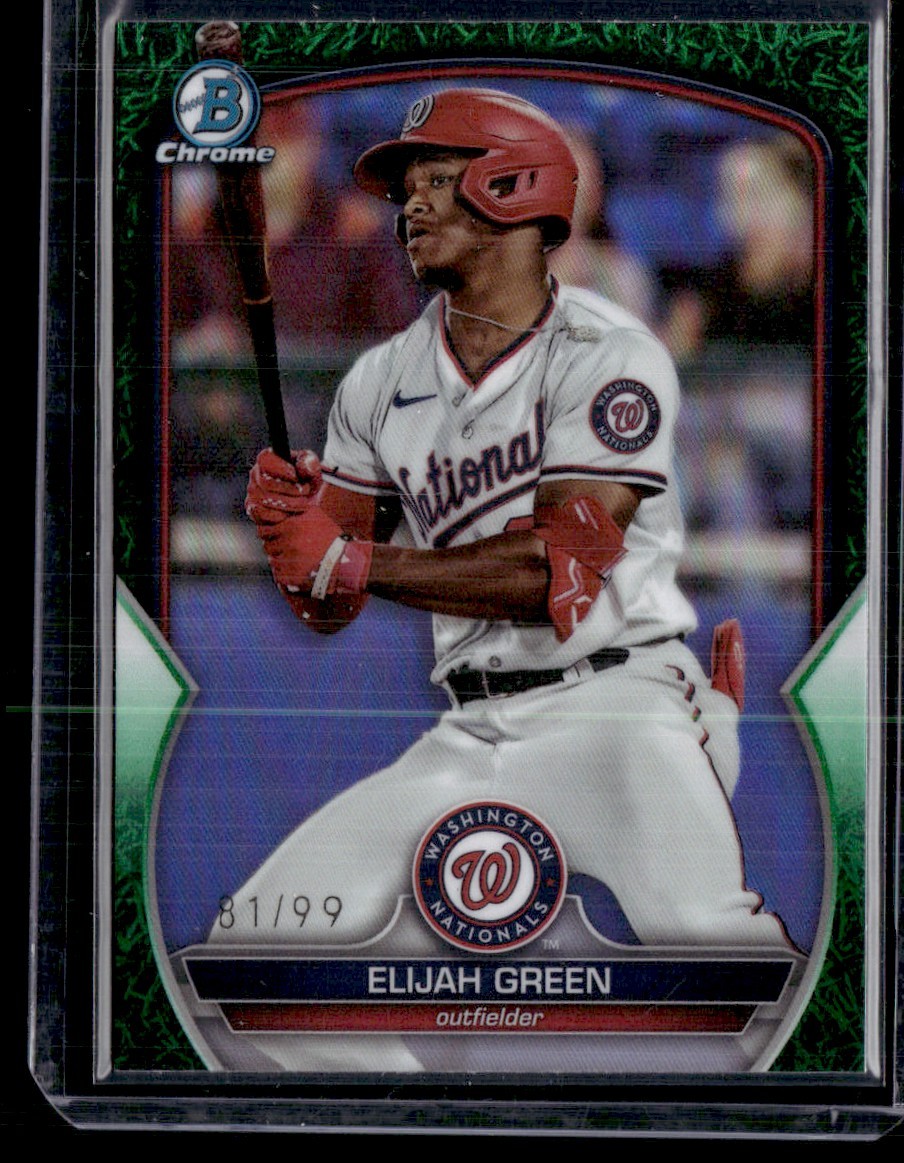 ELIJAH GREEN 2023 BOWMAN DRAFT CHROME GREEN GRASS REFRACTORS RC 81/99 WASHINGTON