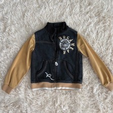 Rocawear Kids Denim Jacket Gold Sleeves Size 4T Logo Full Zip
