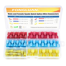 120Pcs Male and Female Spade Connectors 24-10 Gauge Nylon Fully Insulated Wire Q