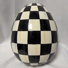10  Tall MacKenzie-Childs Courtly Check Egg - New Black  White