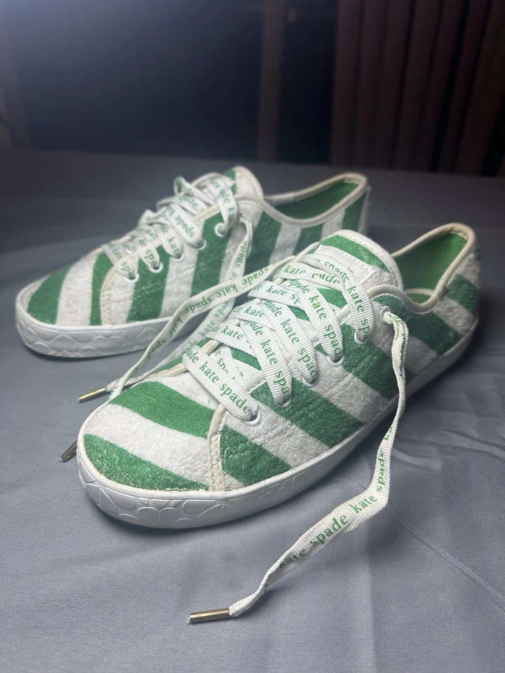 Zapatillas Kate Spade x Keds Rayas Verdes y Blancas WF66097 Mujer’s Talla 9 Foto 4 de 4
