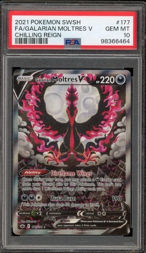 Pokemon Galarian Moltres V Chilling Reign Full Alt Art #177 PSA 10 Gem Mint