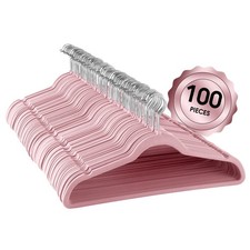 Home 100 Piece Flocked Velvet Slim Profile Heavy Duty Felt Hangers W/ Stainless