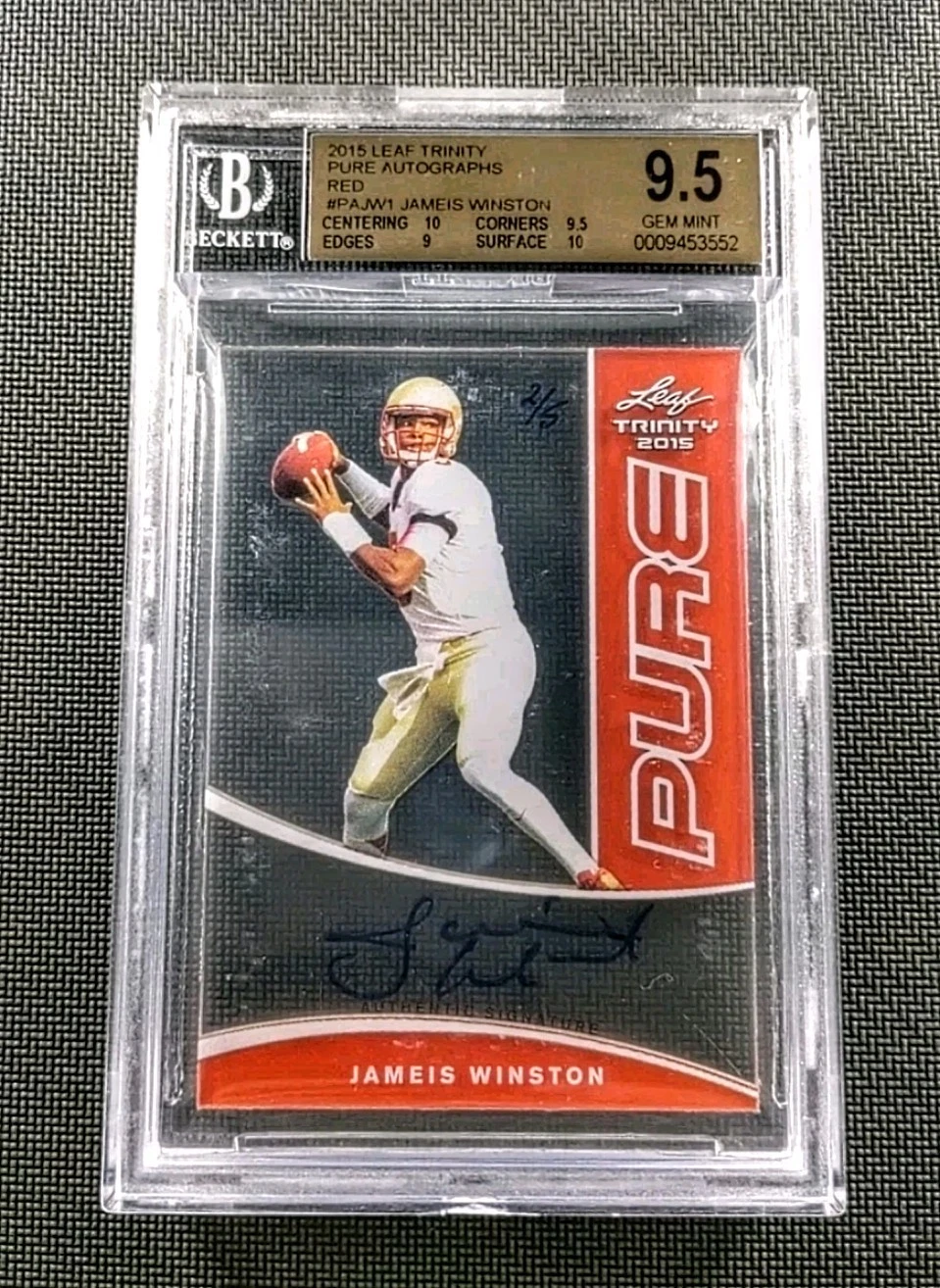 Jameis Winston Leaf Trinity Pure Autographs #PAJW1 Red