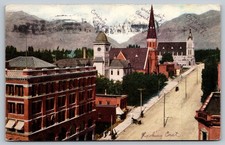 1908 Ogden Utah Street Scene Postcard with Historic Churches
