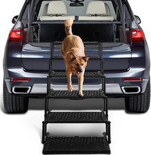 Extra Wide Foldable Dog Stairs for Cars - Non-Slip, Supports 250 Lbs