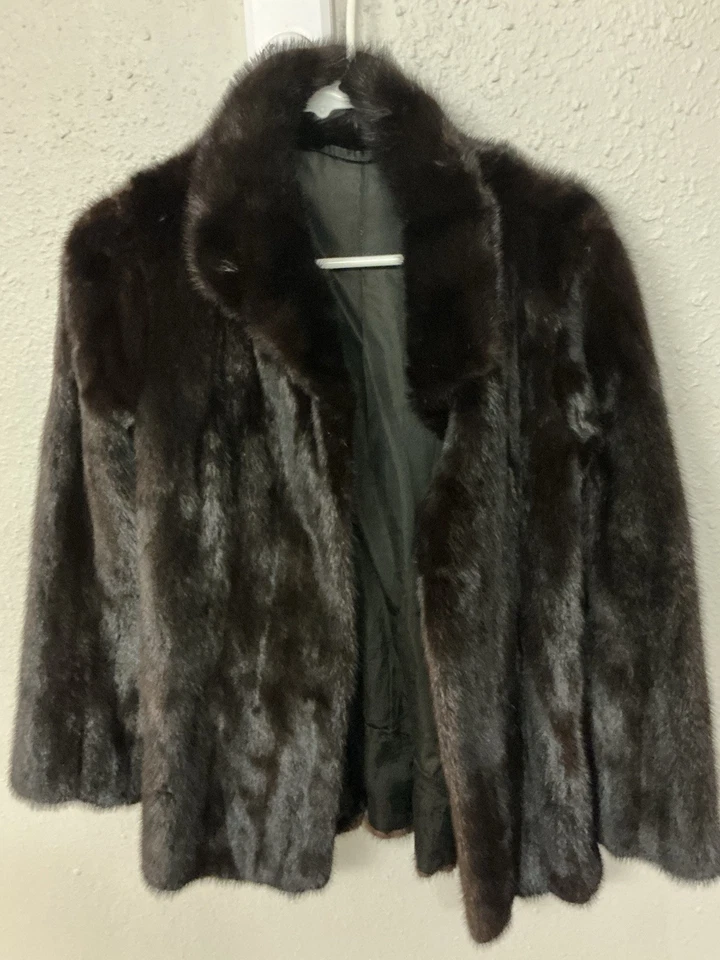 Abrigo De Colección Pelzhaus Leger Piel Forrado Negro Raro Cierre Entradas Visón Foto 4 de 4