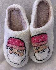 Women  s Christmas Pink Santa House Slippers Holiday Winter Memory Foam 4.5-5.5