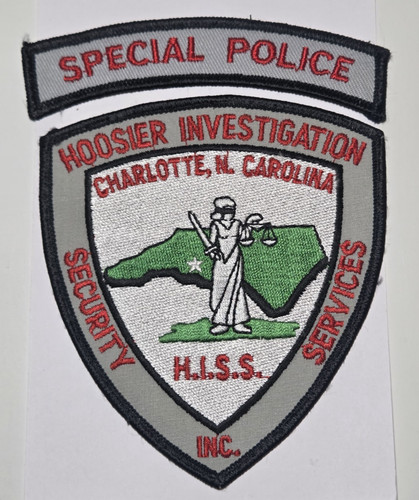 Hoosier Investigation Security Services NC Police Patch Charlotte North Carolina